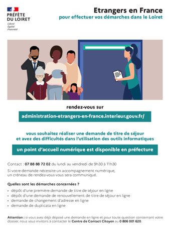 Affiche - Etrangers en France pour effectuer vos démarches dans le Loiret
